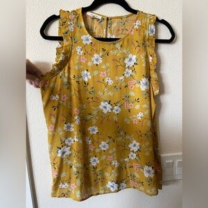 Maurice’s Floral Ruffled Tank Top Yellow New Medium M
